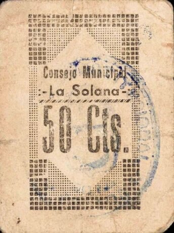 Аверс банкноты 50 centymów La Solana (Hiszpania)