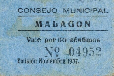 Аверс банкноты 50 сантимов Малагон (Испания) 1937 года