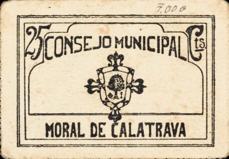 Реверс банкноты 25 centymów Moral firmy Calatrava (Hiszpania)