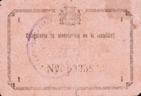 Реверс банкноты 1 Peseta Pedro Muñoz (Hiszpania) 1937