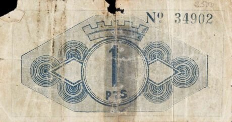 Реверс банкноты 1 песета Пуэртольяно (Испания)