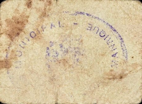 Реверс банкноты 25 сантимов Вильяманрике (Испания) 1937 года