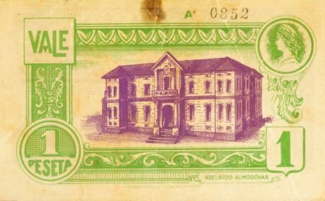 Реверс банкноты 1 peseta Viso del Marques (Hiszpania) 1937