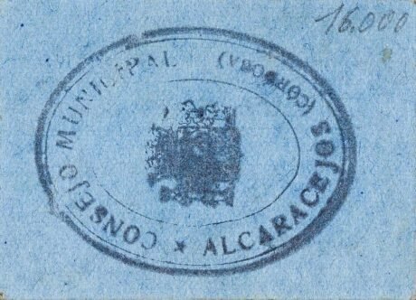 Rewers banknotu 50 centymów Alcaracejo (Hiszpania) 1937