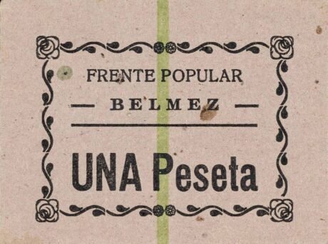 Аверс банкноты 1 песета Бельмез (Испания)