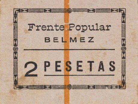 Аверс банкноты 2 песеты Бельмез (Испания)