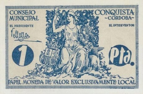 Аверс банкноты 1 peseta Conquista (Spain)