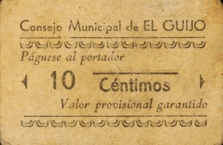 Аверс банкноты 10 centymów El Guijo (Hiszpania)