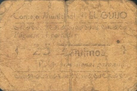 Аверс банкноты 25 сантимов Эль Гихо (Испания)