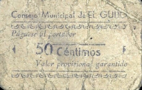 Аверс банкноты 50 centymów El Guijo (Hiszpania)