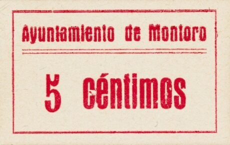 Аверс банкноты 5 сантимов Монторо (Испания)