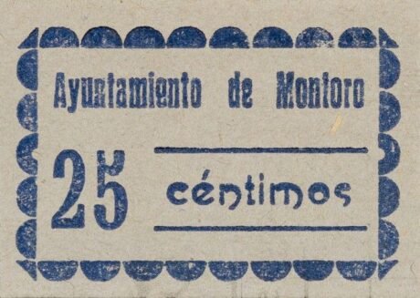 Аверс банкноты 25 centymów Montoro (Hiszpania)