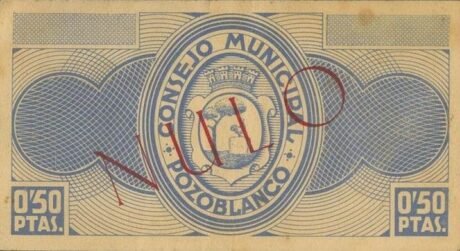 Реверс банкноты 0,50 peset Pozoblanco (Hiszpania) 1937
