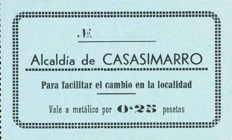 Аверс банкноты 0,25 песеты Касасимарро (Испания)