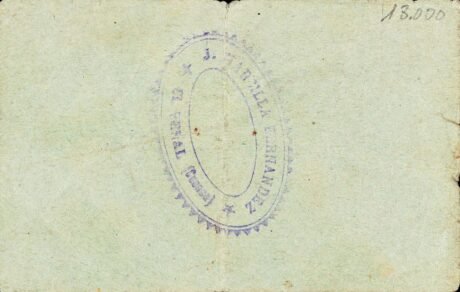 Реверс банкноты 1 peseta El Peral (Hiszpania) 1937