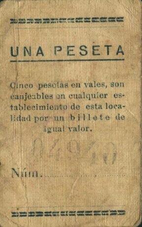 Реверс банкноты 1 peseta Huete (Spain) 1937