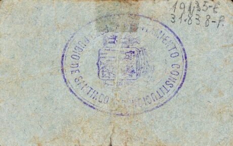 Реверс банкноты 50 centymów Pozo Rubio de Santiago (Hiszpania)