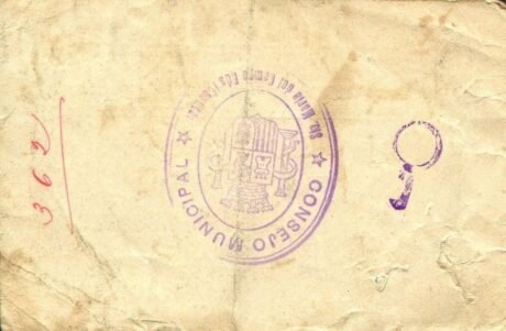 Реверс банкноты 2 peset Santa Maria del Campo Rus (Hiszpania)