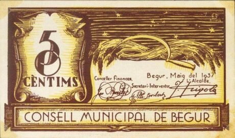 Аверс банкноты 50 centymów Begur (Hiszpania) 1937