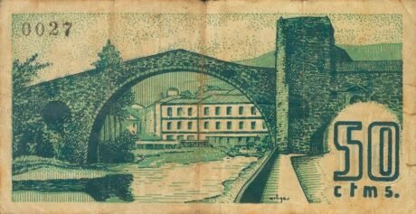 Реверс банкноты 50 centymów Camprodon (Hiszpania)