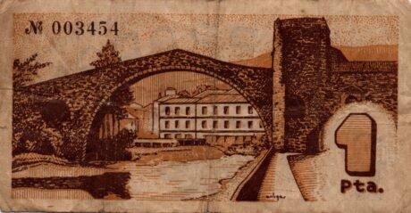 Реверс банкноты 1 песета Кампродон (Испания)