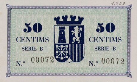 Реверс банкноты 50 centimosów kantalopów (Hiszpania) 1937