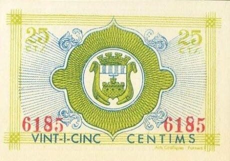 Реверс банкноты 25 centymów Farners de la Selva (Hiszpania) 1937