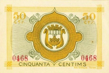 Реверс банкноты 50 сантимов Фарнерс де ла Сельва (Испания) 1937 года