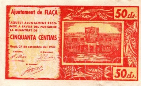 Аверс банкноты 50 centymów Flas (Hiszpania) 1937