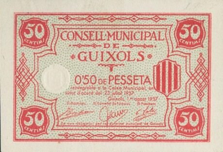 Аверс банкноты 50 centymów Guichol (Hiszpania) 1937