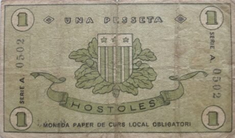 Реверс банкноты 1 песета хостолес (Испания) 1937 года