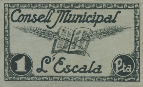 Реверс банкноты 1 песета Л'Эскала (Испания)