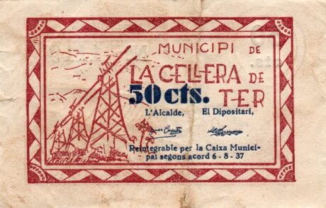 Аверс банкноты 50 сантимов Ла-Сельера-де-Тер (Испания) 1937 года