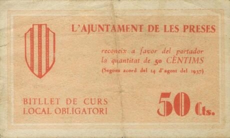 Аверс банкноты 50 centymów Le Pres (Hiszpania) 1937