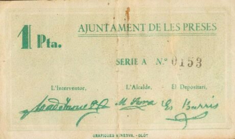 Реверс банкноты 1 peseta Le Pres (Spain) 1937