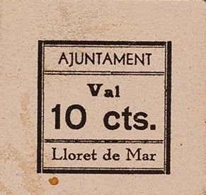 Аверс банкноты 10 сантимов Льорет-де-Мар (Испания)