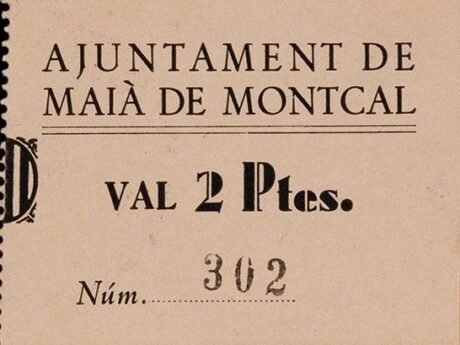 Аверс банкноты 2 песеты Майя де Монкаль (Испания)