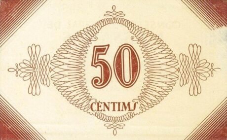 Реверс банкноты 50 centymów Massanes (Hiszpania) 1937