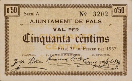 Аверс банкноты 50 centymów przyjaciół (Hiszpania) 1937