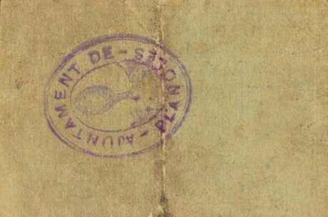 Реверс банкноты 50 сантимов Планоль (Испания)