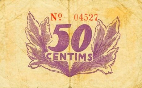 Реверс банкноты 50 сантимов Торроэлья де Монтгри (Испания) 1937 года