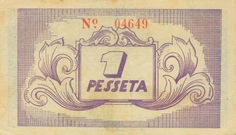 Реверс банкноты 1 peseta Torroella de Montgri (Hiszpania) 1937