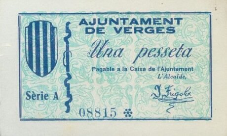 Аверс банкноты 1 peseta Verge (Spain) 1937