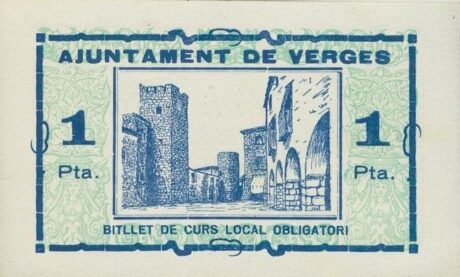 Реверс банкноты 1 peseta Verge (Spain) 1937