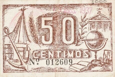 Реверс банкноты Podstawa 50 centymów (Hiszpania)