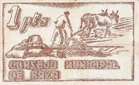 Аверс банкноты 1 peseta Base (Hiszpania)