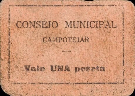 Аверс банкноты 1 peseta Campotejar (Spain)