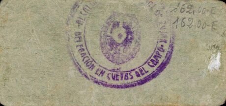 Реверс банкноты 0,50 песетас Куэвас-дель-Кампо (Испания)