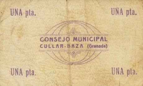 Реверс банкноты 1 peseta Cullar-Baza (Hiszpania) 1937