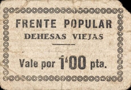 Аверс банкноты 1 песета Дехесас Вьехас (Испания)